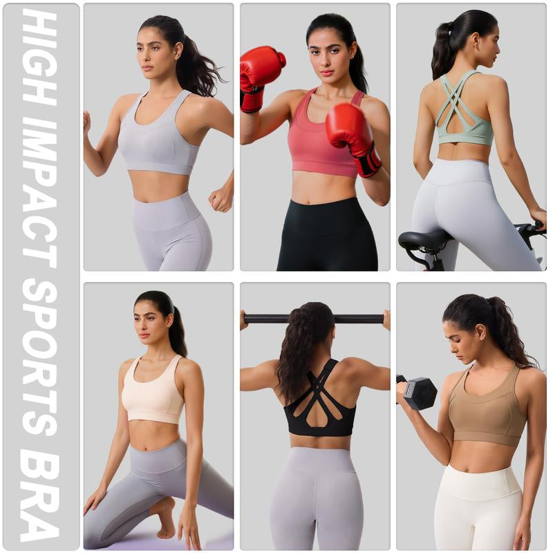 High Impact Sports Bra for Women β High Support Molded Cups, Adjustable Straps & Back Closure, Cross, Workout & Running Bra