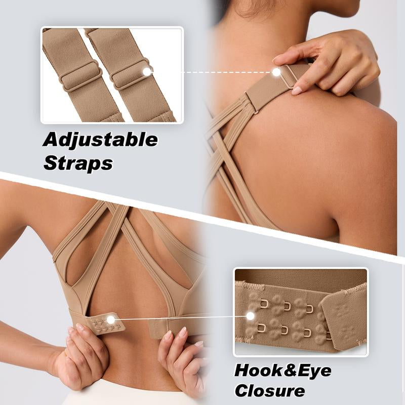High Impact Sports Bra for Women β High Support Molded Cups, Adjustable Straps & Back Closure, Cross, Workout & Running Bra