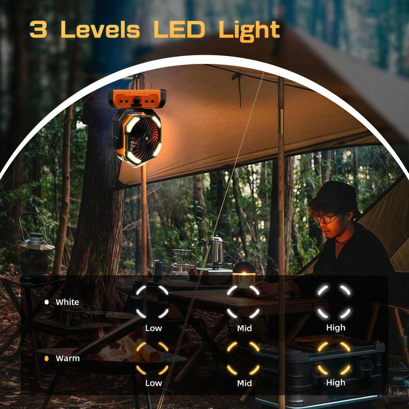 20000Mah Oscillating Camping Fan Battery Powered Misting Fan with Timer USB-C Dual Motors and LED Light for Tents Beaches Construction Sites Emergencies 250Ml Water Tank Adjustable Spray Modes Remote Control Portable Lightweight Design