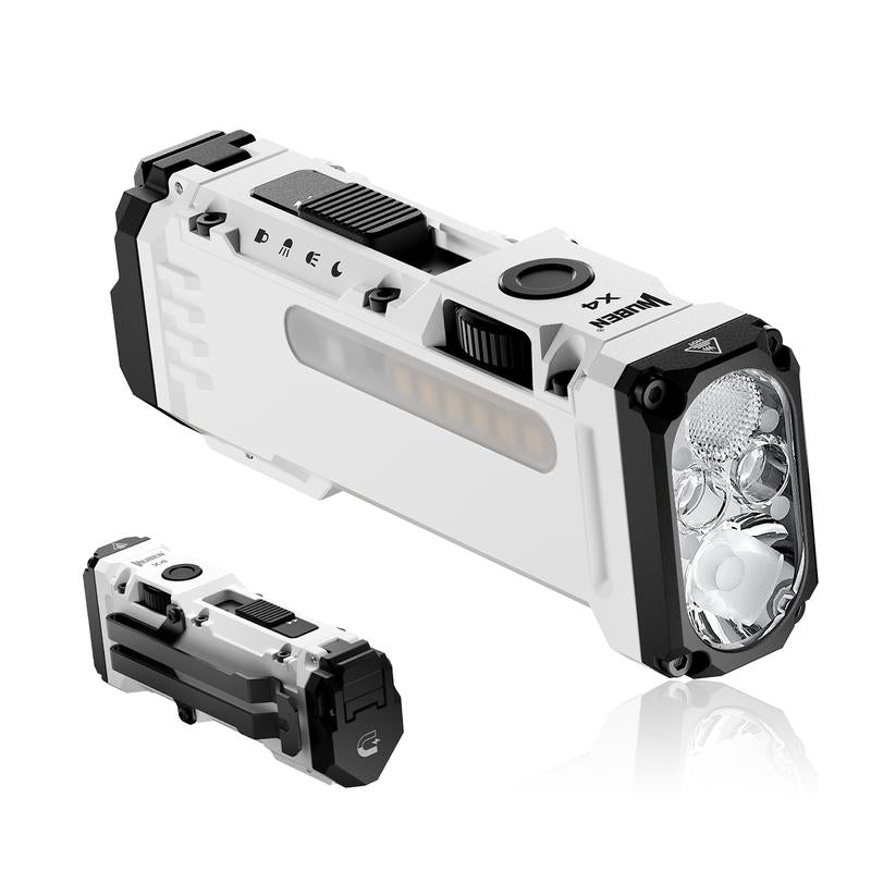 WUBEN X4 1500 Lumens EDC Flat Flashlight, RGB Mood Light & Side Camping Lamp, Instant-On Tail Switch, USB-C Rechargeable, IP68 Waterproof for Camping, Hiking, Night Patrol