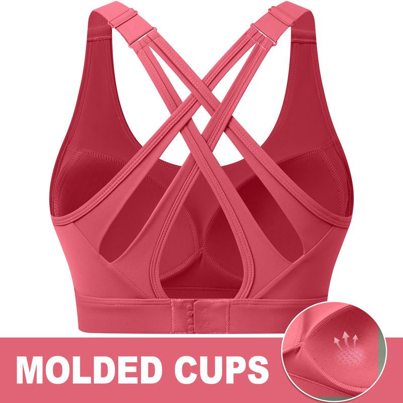 High Impact Sports Bra for Women β High Support Molded Cups, Adjustable Straps & Back Closure, Cross, Workout & Running Bra