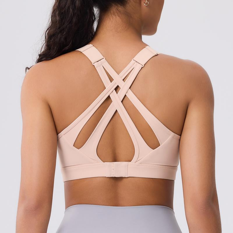 High Impact Sports Bra for Women β High Support Molded Cups, Adjustable Straps & Back Closure, Cross, Workout & Running Bra