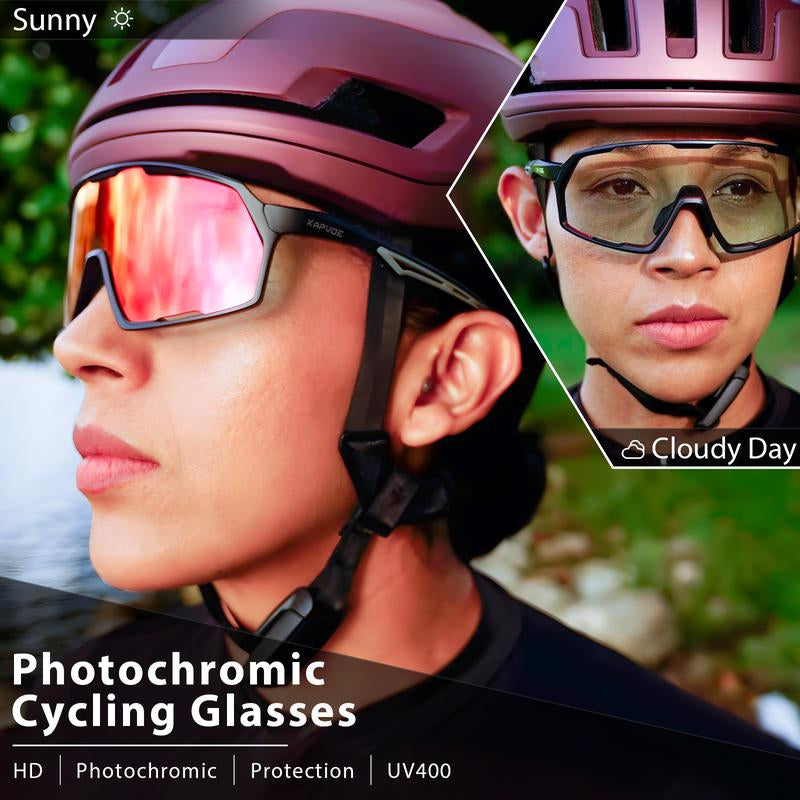 Kapvoe New Photochromic Sunglasses Outdoor Bike Cycling Glasses Men Women MTB Road Bicycle Sports Mountaineering UV400 Goggles