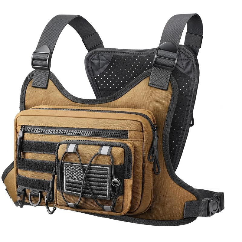 Chest Bag for Men Women, Tactical Chest Rig with Holster, Sport Chest Pack for Outdoor, Running Vest for Hiking, Cycling, Travel, Workouts, EDC