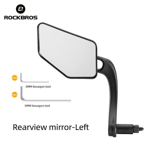 ROCKBROS Bicycle Mirror Handlebar Mount Bar End Mirror, 360° Adjustable Bicycle Mirrors for Handlebars, HD Automotive Grade Glass, Scratch-Resistant for E-Bike, MTB, and Electric Bicycles Left