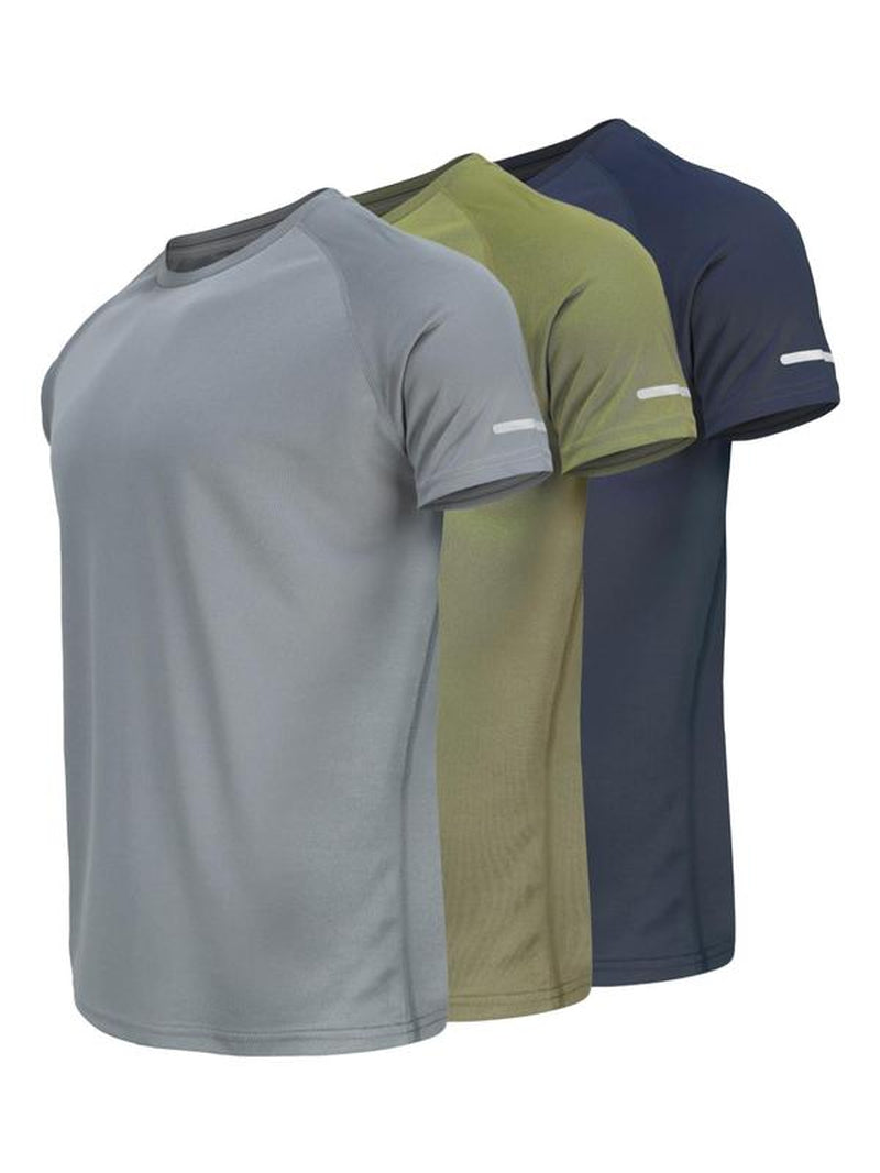 Men'S Reflective Design Casual Short Sleeve T-Shirt, Breathable Summer Top for Running Gym, Fitted Striped Tee for Daily Wear