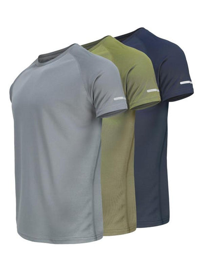 Men'S Reflective Design Casual Short Sleeve T-Shirt, Breathable Summer Top for Running Gym, Fitted Striped Tee for Daily Wear