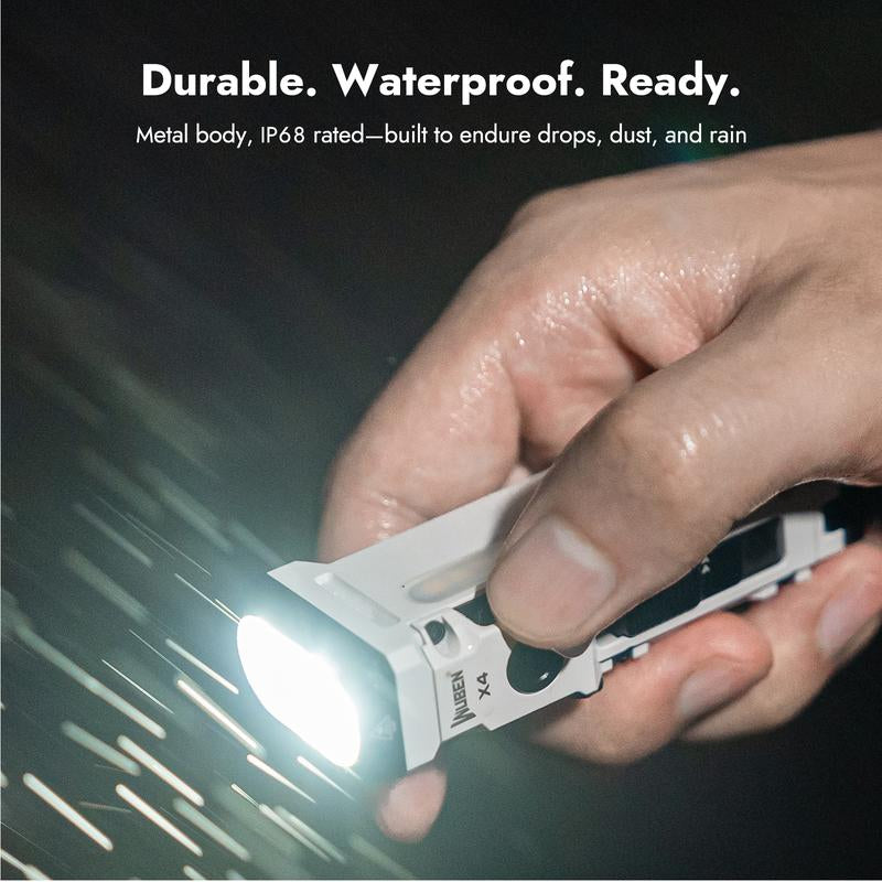 WUBEN X4 1500 Lumens EDC Flat Flashlight, RGB Mood Light & Side Camping Lamp, Instant-On Tail Switch, USB-C Rechargeable, IP68 Waterproof for Camping, Hiking, Night Patrol