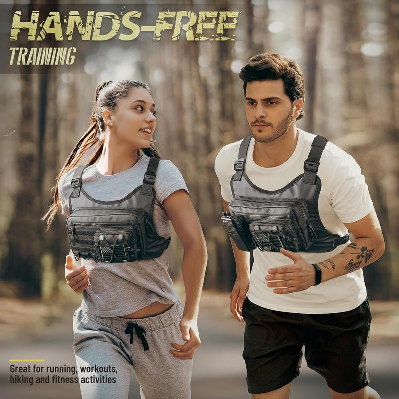 Chest Bag for Men Women, Tactical Chest Rig with Holster, Sport Chest Pack for Outdoor, Running Vest for Hiking, Cycling, Travel, Workouts, EDC
