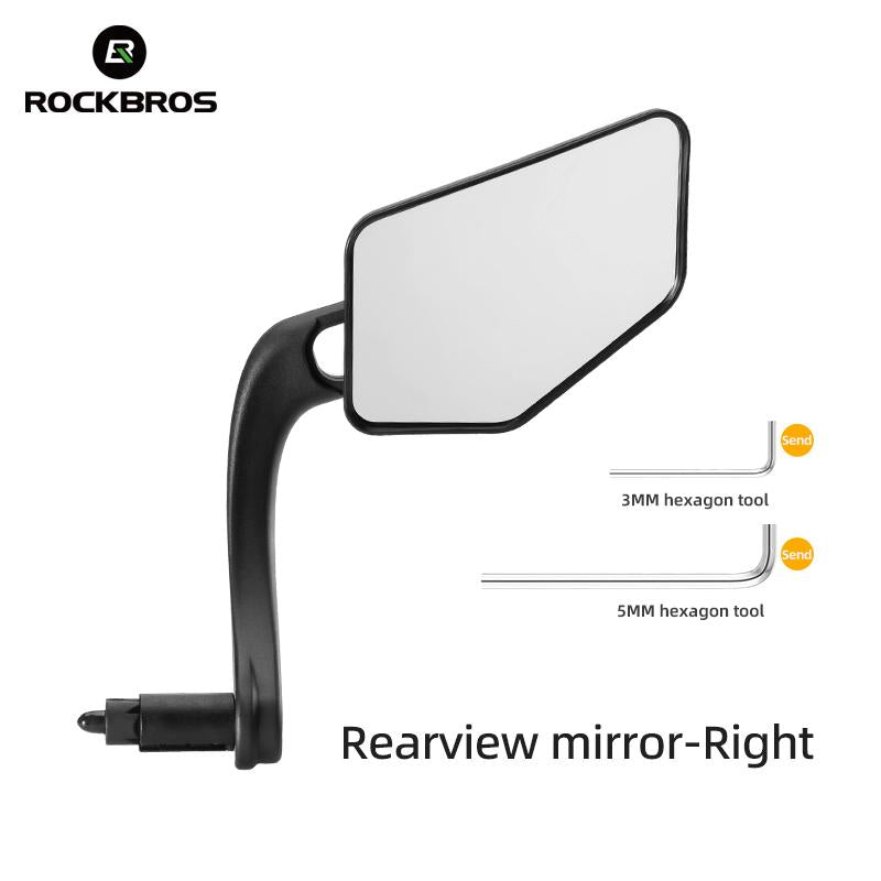 ROCKBROS Bicycle Mirror Handlebar Mount Bar End Mirror, 360° Adjustable Bicycle Mirrors for Handlebars, HD Automotive Grade Glass, Scratch-Resistant for E-Bike, MTB, and Electric Bicycles Left
