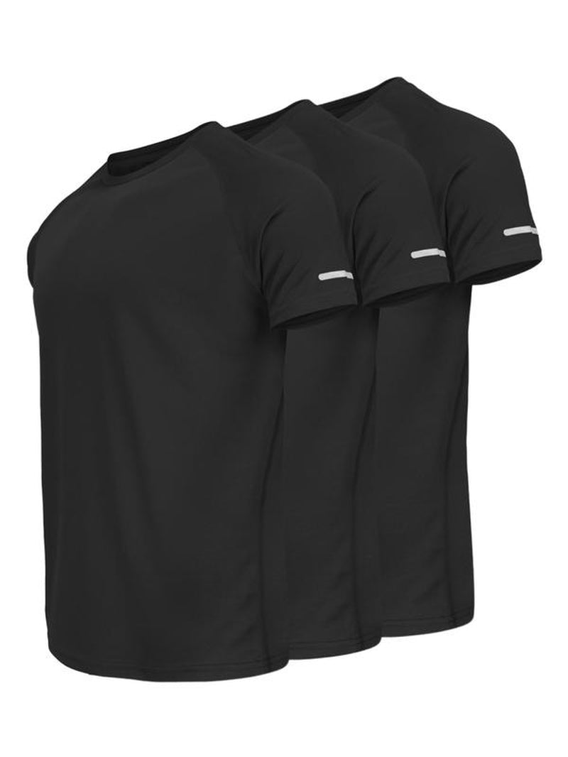 Men'S Reflective Design Casual Short Sleeve T-Shirt, Breathable Summer Top for Running Gym, Fitted Striped Tee for Daily Wear