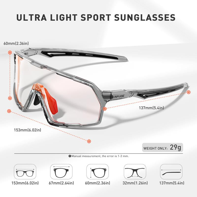 Kapvoe New Photochromic Sunglasses Outdoor Bike Cycling Glasses Men Women MTB Road Bicycle Sports Mountaineering UV400 Goggles