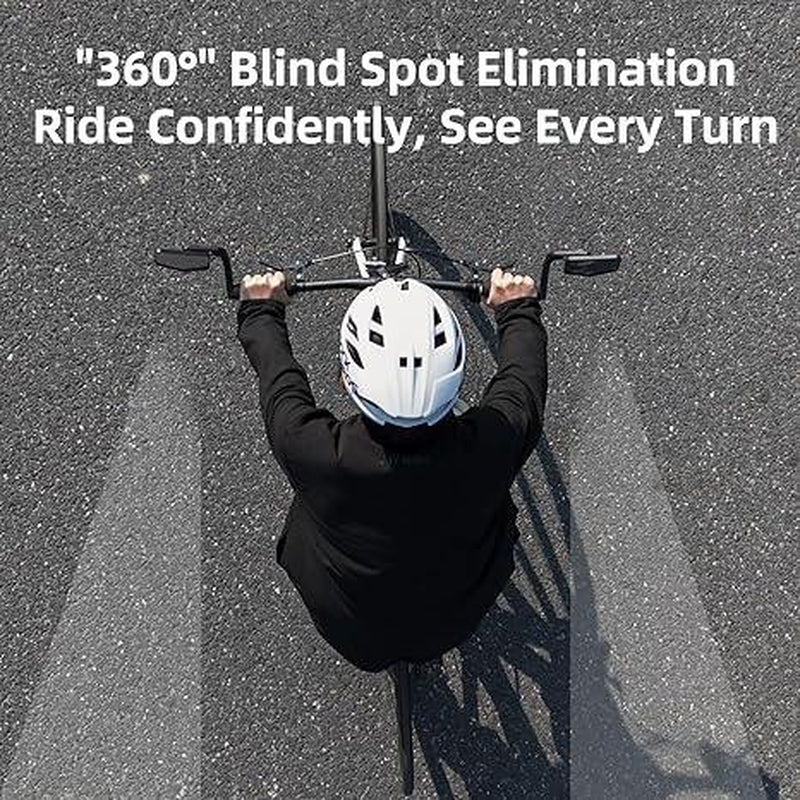 ROCKBROS Bicycle Mirror Handlebar Mount Bar End Mirror, 360° Adjustable Bicycle Mirrors for Handlebars, HD Automotive Grade Glass, Scratch-Resistant for E-Bike, MTB, and Electric Bicycles Left