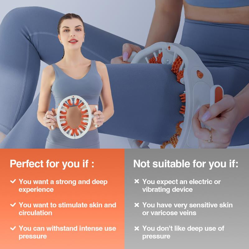 Daily Orange Cellulite Manual Push-Pull Roller for Thigh Calf Waist - Deep Tissue Pain Relief Body Sculpting Anti-Inflammation Fast Recovery Pilates Equipment Yoga Gear