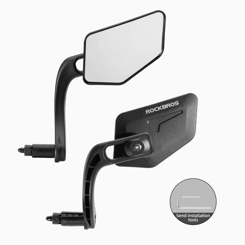 ROCKBROS Bicycle Mirror Handlebar Mount Bar End Mirror, 360° Adjustable Bicycle Mirrors for Handlebars, HD Automotive Grade Glass, Scratch-Resistant for E-Bike, MTB, and Electric Bicycles Left