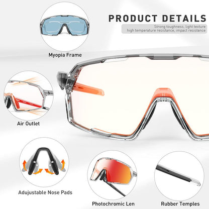 Kapvoe New Photochromic Sunglasses Outdoor Bike Cycling Glasses Men Women MTB Road Bicycle Sports Mountaineering UV400 Goggles