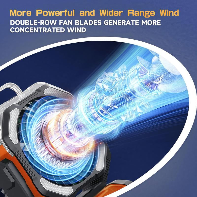 20000Mah Oscillating Camping Fan Battery Powered Misting Fan with Timer USB-C Dual Motors and LED Light for Tents Beaches Construction Sites Emergencies 250Ml Water Tank Adjustable Spray Modes Remote Control Portable Lightweight Design