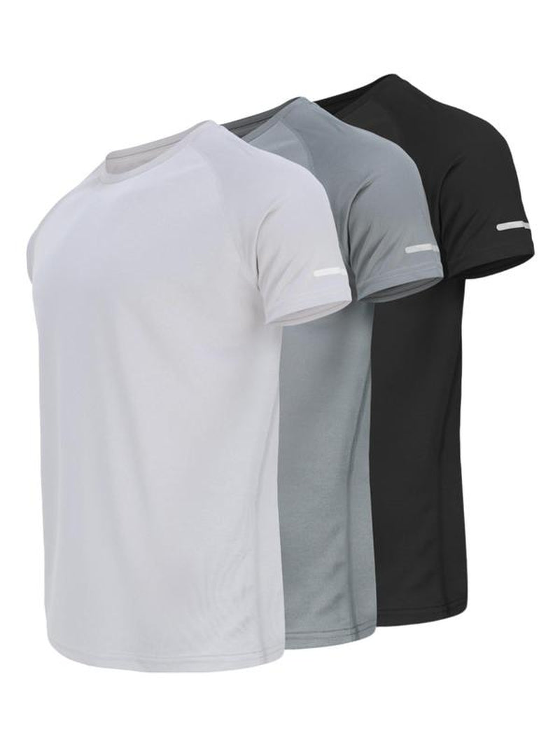 Men'S Reflective Design Casual Short Sleeve T-Shirt, Breathable Summer Top for Running Gym, Fitted Striped Tee for Daily Wear