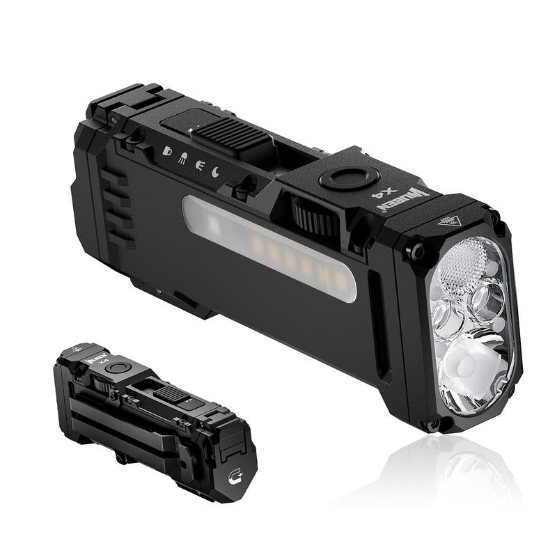 WUBEN X4 1500 Lumens EDC Flat Flashlight, RGB Mood Light & Side Camping Lamp, Instant-On Tail Switch, USB-C Rechargeable, IP68 Waterproof for Camping, Hiking, Night Patrol