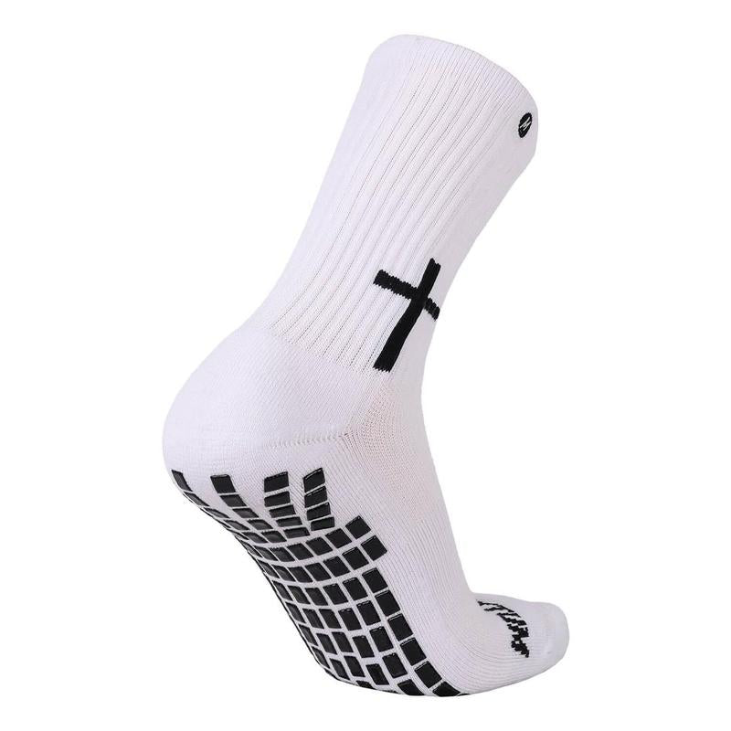 Momentum Cross White Religious Men and Women Soccer Socks, Anti-Slip Grip Socks for Soccer, Running, Basketball, Football, Crew Length.
