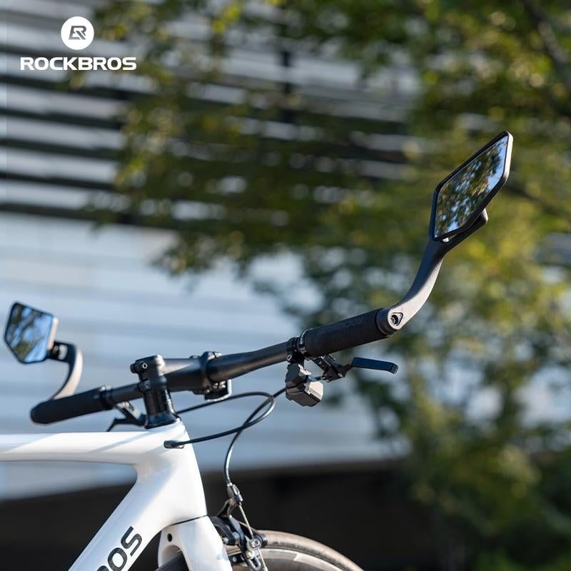 ROCKBROS Bicycle Mirror Handlebar Mount Bar End Mirror, 360° Adjustable Bicycle Mirrors for Handlebars, HD Automotive Grade Glass, Scratch-Resistant for E-Bike, MTB, and Electric Bicycles Left