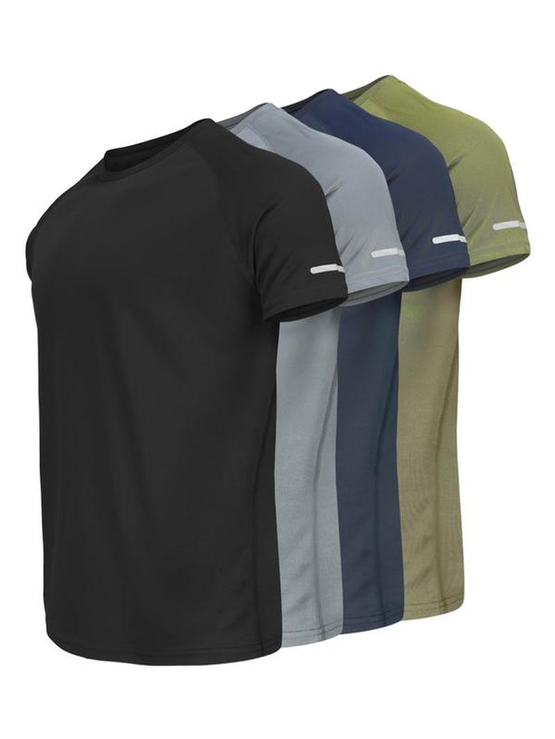Men'S Reflective Design Casual Short Sleeve T-Shirt, Breathable Summer Top for Running Gym, Fitted Striped Tee for Daily Wear
