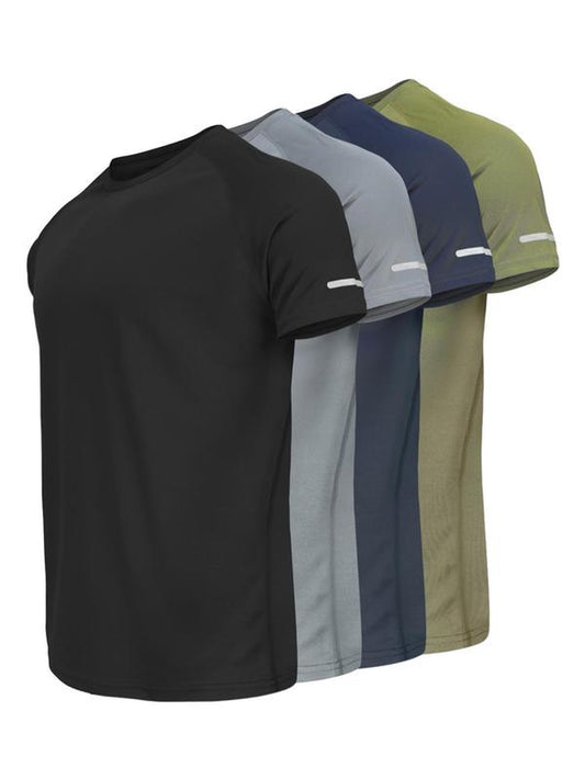 Men'S Reflective Design Casual Short Sleeve T-Shirt, Breathable Summer Top for Running Gym, Fitted Striped Tee for Daily Wear