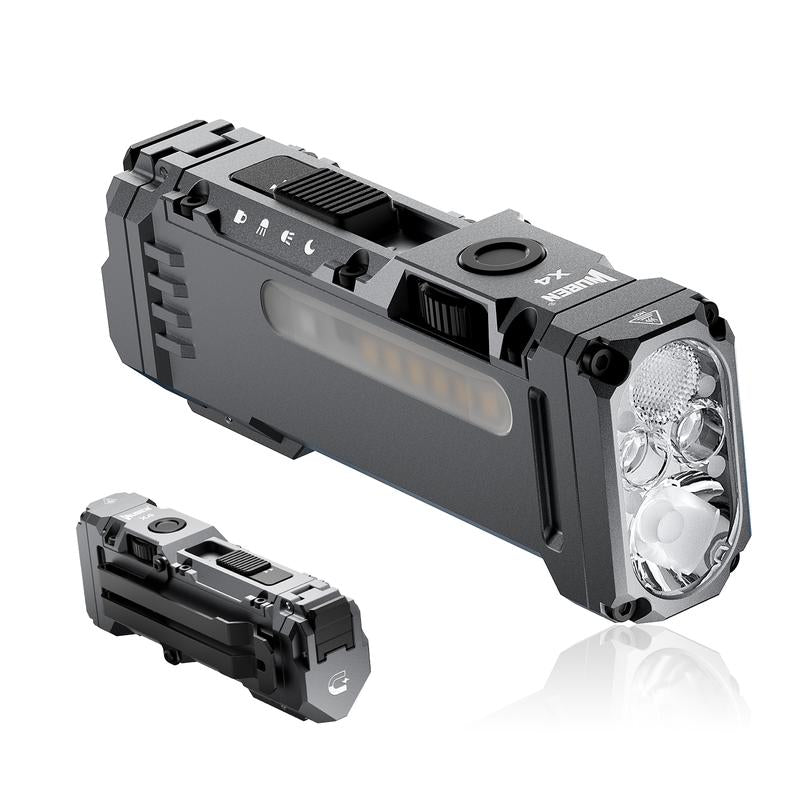 WUBEN X4 1500 Lumens EDC Flat Flashlight, RGB Mood Light & Side Camping Lamp, Instant-On Tail Switch, USB-C Rechargeable, IP68 Waterproof for Camping, Hiking, Night Patrol
