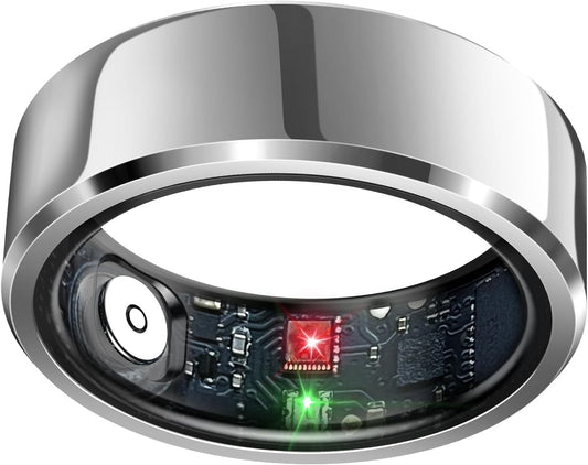Smart Ring Health Tracker, Sleep Tracker Ring with Heart Rate, Waterproof Fitness Ring for Activity Monitoring/Steps/Distance/Calories, Air Gestures, up to 7-Day Battery, for Ios Android (Silver,#8)