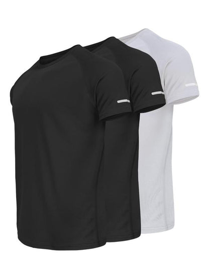 Men'S Reflective Design Casual Short Sleeve T-Shirt, Breathable Summer Top for Running Gym, Fitted Striped Tee for Daily Wear