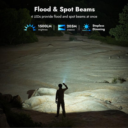 WUBEN X4 1500 Lumens EDC Flat Flashlight, RGB Mood Light & Side Camping Lamp, Instant-On Tail Switch, USB-C Rechargeable, IP68 Waterproof for Camping, Hiking, Night Patrol