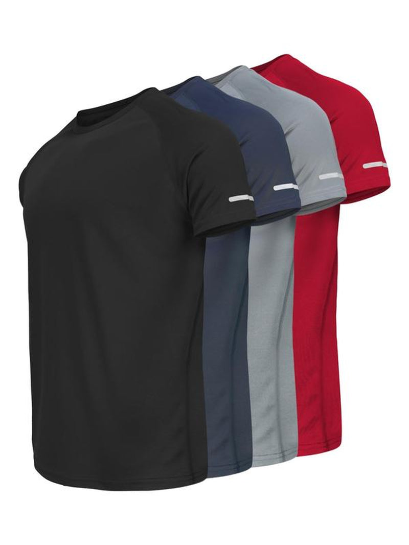 Men'S Reflective Design Casual Short Sleeve T-Shirt, Breathable Summer Top for Running Gym, Fitted Striped Tee for Daily Wear