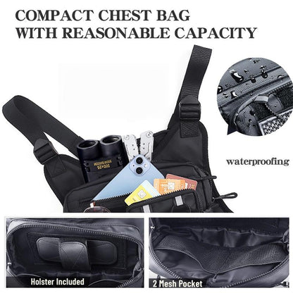 Chest Bag for Men Women, Tactical Chest Rig with Holster, Sport Chest Pack for Outdoor, Running Vest for Hiking, Cycling, Travel, Workouts, EDC